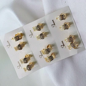 گوشواره برند شین مدل «ملکه قلب‌ها» | آبکاری طلای 24 عیار و درخشش الماس‌گونه