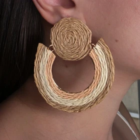 گوشواره حصیری رنگی گرد
