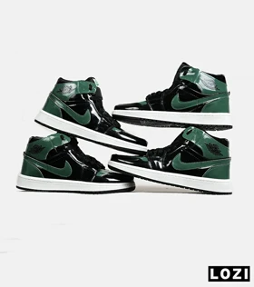 کفش کتانی ساق‌دار مردانه و زنانه مشکی سبز NIKE jordan 1 مدل 6559
