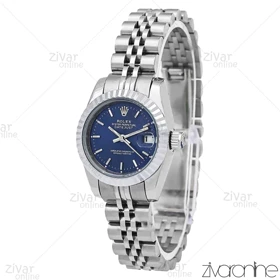 ساعت رولکس دیت جاست زنانه نقره ای صفحه سرمه ای اسمال 106542