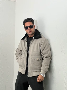 کاپشن مردانه فوتر یقه خز mc