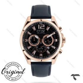 ساعت کرست مردانه 6270-2 صفحه مشکی بند مشکی Crest-10886-G