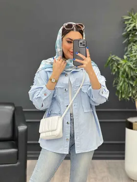 مانتو دو جیب پاکتی ریش دار