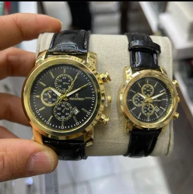 ساعت طرح سه موتوره رومانسون بند چرمی مشکی