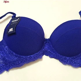 ست شورت و سوتین زنانه پانیذ مدل فنردار بند متحرک کاپ اسفنجی آبی کد 4958