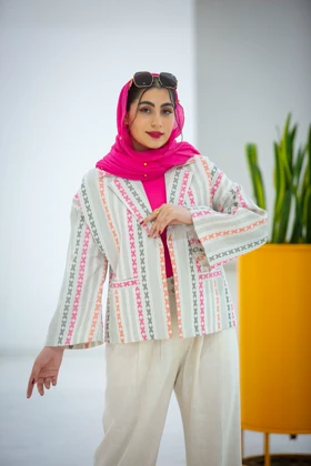 مانتو کت کنفی طرحدار آستین کلوش