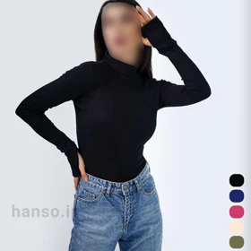 بادی آستین بلند یقه اسکی آستین انگشتی کد 5207 (6 رنگ)