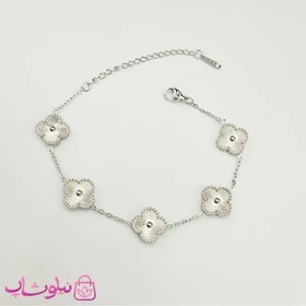 دستبند زنانه مدل ونکلیف نقره ای استیل کد 158