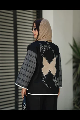 کت لینن گلدوزی پروانه ای