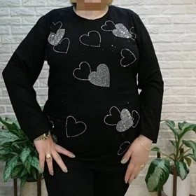 بلوز ویسکوز زنانه نگین‌دار قلبی