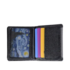 کیف پول چرم مشکی مدل دلند