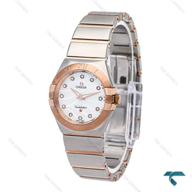 ساعت زنانه امگا کانسلیشن دو رنگ رزگلد صفحه طرح دار Omega-6529-L