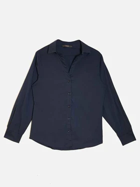 شومیز زنانه پوپلین ساده یقه مردانه کژوال ماهین