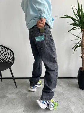 شلوار نیم بگ ابی ساده JO