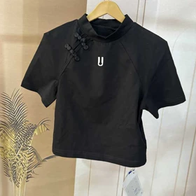 کراپ دخترانه کوتاه به سبک چینی مشکی YIDZUDUI