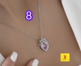 گردنبند استیل زنانه نگینی طرح جواهر