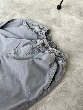 شلوار جین کتان نیم بگ DENIM رنگ طوسی
