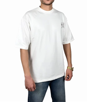 تیشرت آستین کوتاه مردانه سفید طرح دار گرافیکی