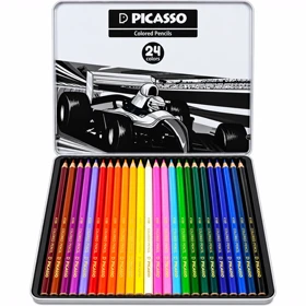 مداد رنگی 24 رنگ پیکاسو Picasso مدل GOL24-T جعبه فلزی