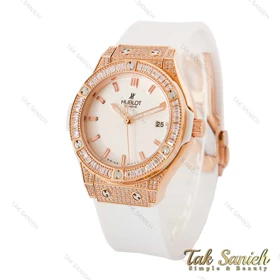 ساعت هابلوت زنانه سفید رزگلد فول نگین Hublot-4200-L