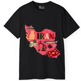تیشرت آستین کوتاه مردانه پاد آفرین مدل نقشه ایران فرش ایرانی گربه کد 1336