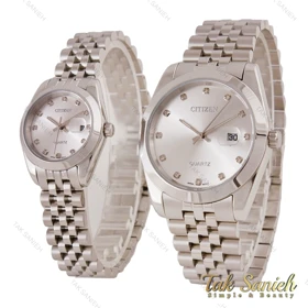 ساعت ست سیتیزن کلاسیک تمام سیلور ایندکس نگین Citizen-5659-S