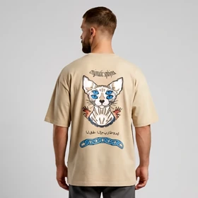 تیشرت مردانه طرح نفرتی‌تی مصر باستان pull & bear 🇪🇸