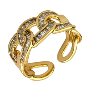 انگشتر زنانه ژوپینگ مدل پیوند باشکوه با نگین باگتی