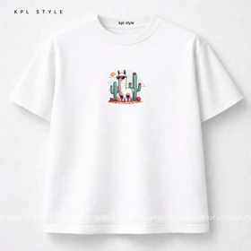 تیشرت باکسی طرح لاما 100٪ پنبه | کد 1390