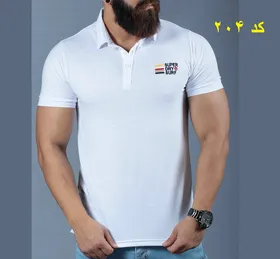 تیشرت جودون یقه دار رنگ سفید