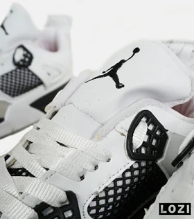 کتانی ساق‌دار زنانه و مردانه سفید مشکی Nike air jordan 4 مدل 6593