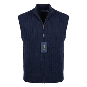 ژیله بافت تمام زیپ طرح مارپیچ برند Polo Ralph Lauren (سرمه ای)