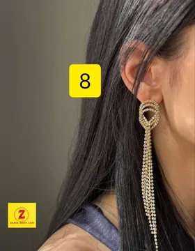گوشواره بلند جواهری نگینی زنانه