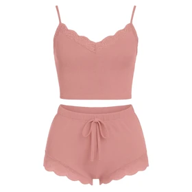 تاپ شورتک نخی کبریتی 2026 رنگ کالباسی برند آنیتا