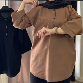 تونیک زنانه جدید یقه مردانه لینن