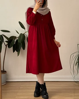 پیراهن مانتویی پاییزه آنیل جیب‌دار 4