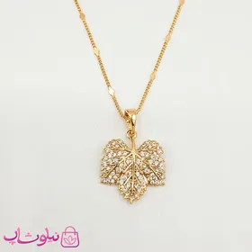 گردنبند دخترانه ژوپینگ مدل برگ نگین‌دار