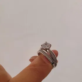 ست حلقه و پشت حلقه سیلور ژوپینگ تک نگین ژوپینگ مدل ویولت