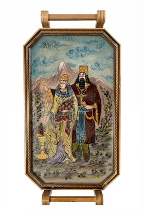 سینی چوبی دور خاتم کار دست کد m0320 گالری ساعت ضرابی