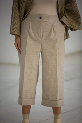 شلوار واید پاکتی فوتر (کرم)