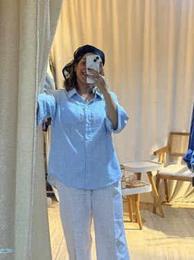 شومیز لینن تابستانی خنک زنانه مدل آلما کد 070