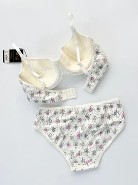 ست شورت و سوتین فنر دار نخ پنبه طرح قلب آنیت Anit