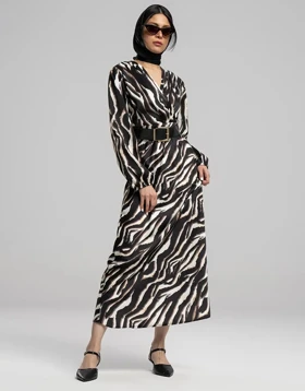 آستین بلند کمربندار ببری