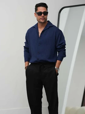 پیراهن مردانه راه راه ریز تنسل1073