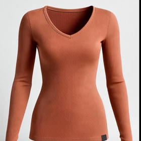 بلوز آستین بلند زنانه پپا مدل Vneck رنگ گلبهی