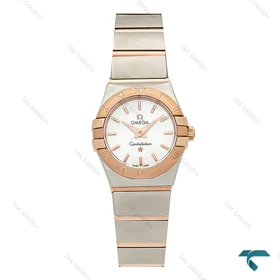 ساعت زنانه امگا دورنگ رزگلد صفحه سیلور خطی اسمال Omega-7276-L