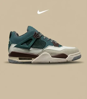 کتانی ساق‌دار بزرگ پا آبی کرم Nike air jordan 4 مدل 8332