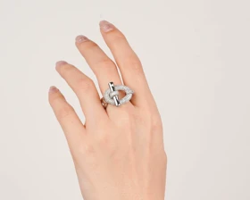 انگشتر نگین‌دار فری سایز Hermes رنگ سفید