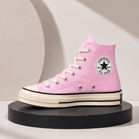 کتانی کانورس وارداتی ساق‌بلند صورتی آل استار/ Converse/ پپرونی
