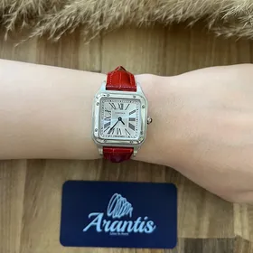 ساعت کارتیر زنانه بند چرم قرمز رنگ w-3704